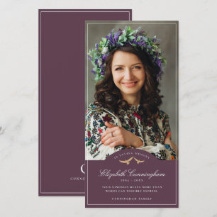 Memorial Funeral Birds Classic Monogram Photo Thank You Card