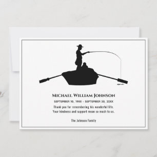 Memorial Funeral Black And White Forever Fishing Thank You Card