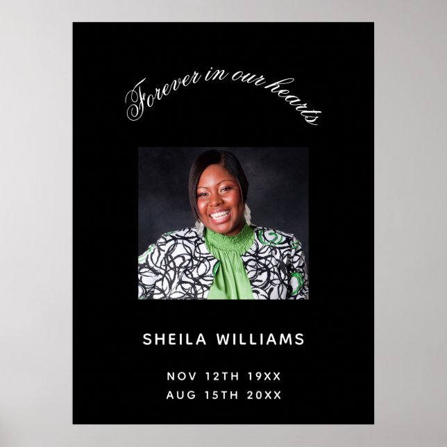 Memorial funeral black white photo poster (Front)