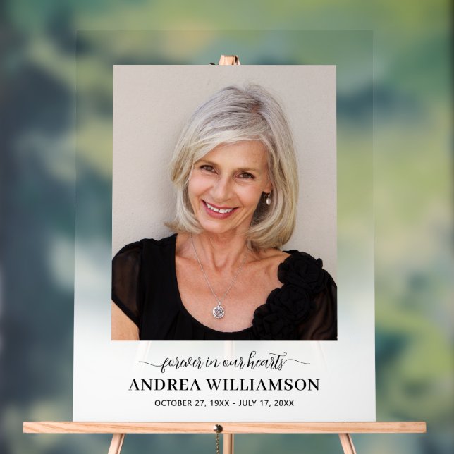 Memorial Funeral Celebration of Life Photo Acrylic Sign (Neutral)