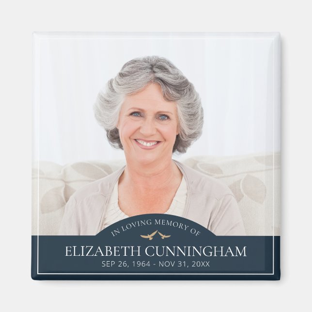 Memorial Funeral Classic Birds Photo Keepsake Magnet (Front)