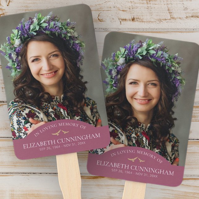 Memorial Funeral Classic Birds Photo Remembrance Hand Fan (Creator Uploaded)