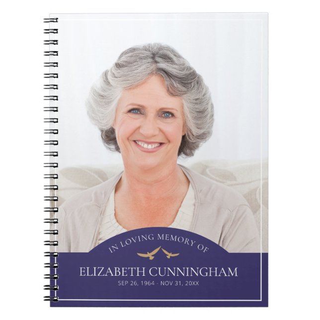 Memorial Funeral Classic Birds Photo Remembrance Notebook (Front)