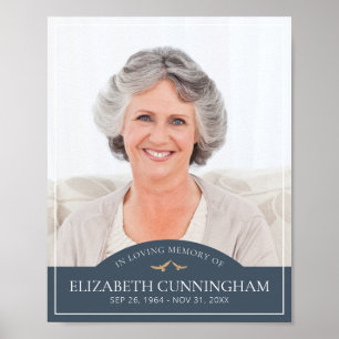 Memorial Funeral Classic Birds Photo Remembrance Poster