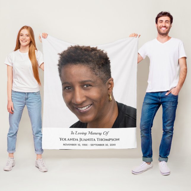 Memorial Funeral Custom Photo Bereavement Sympathy Fleece Blanket (In Situ)