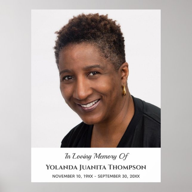 Memorial Funeral Custom Photo Bereavement Sympathy Poster (Front)