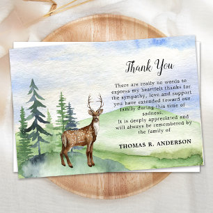 Memorial Funeral Deer Woodland Sympathy Thank You Card