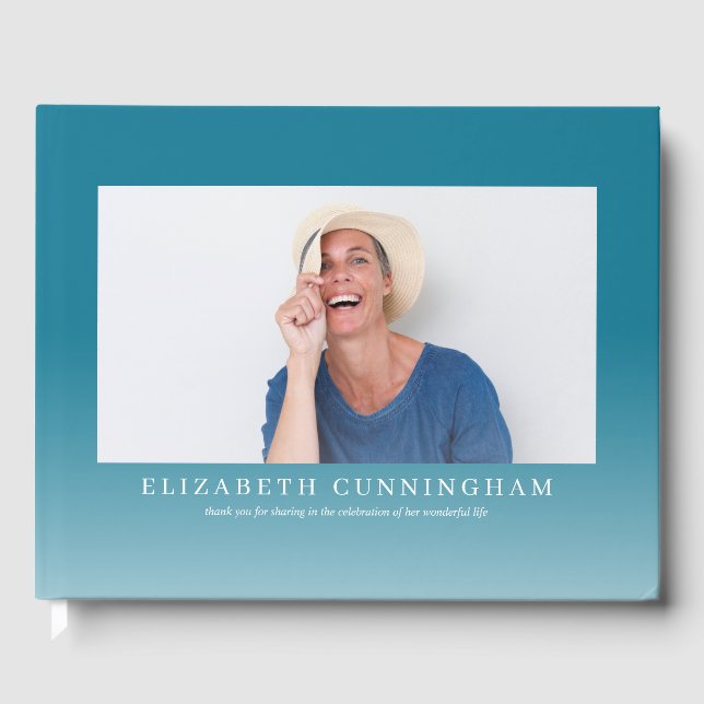 Memorial Funeral | Elegant Modern Photo Guest Book (Front)