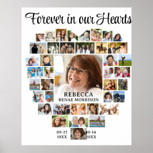  Memorial Funeral Heart Shaped 40 Photo Collage Poster