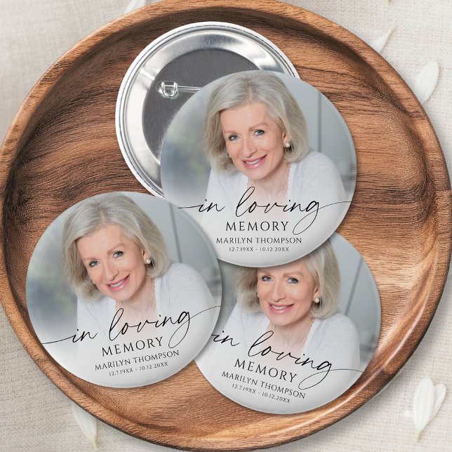 Memorial Funeral In Loving Memory Photo Keepsake 6 Cm Round Badge (Creator Uploaded)