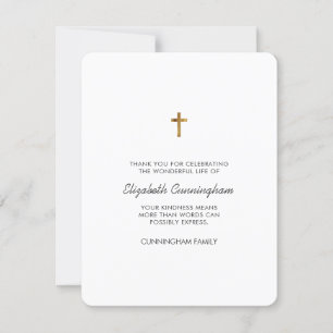 Memorial Funeral Modern and Simple Cross Thank You Card