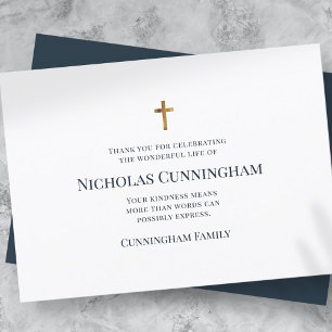 Memorial Funeral Modern and Simple Cross Thank You Card
