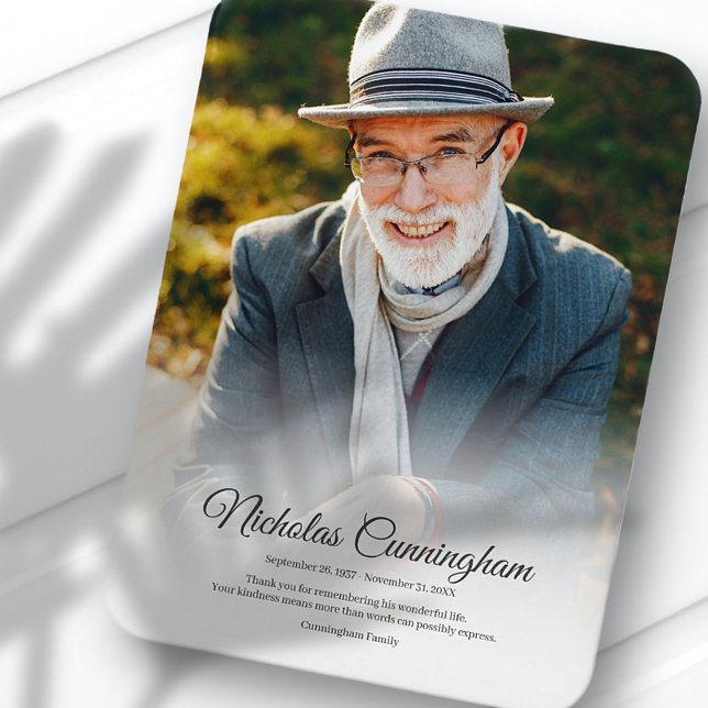 Memorial Funeral Modern Classic Simple Photo Magnet (Creator Uploaded)