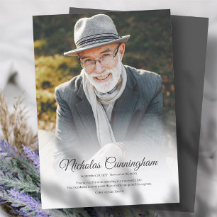 Memorial Funeral Modern Classic Simple Photo Thank You Card