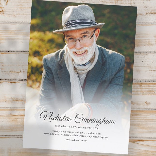 Memorial Funeral Modern Classic Simple Photo Thank You Card (Creator Uploaded)