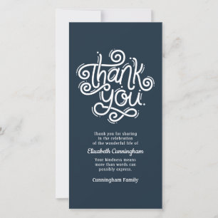 Memorial Funeral Modern Cursive Calligraphy Thank You Card