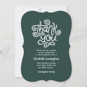 Memorial Funeral Modern Cursive Calligraphy Thank You Card