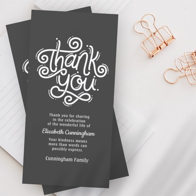 Memorial Funeral Modern Cursive Calligraphy Thank You Card (Creator Uploaded)