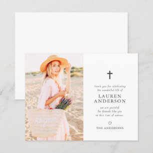 Memorial Funeral Modern Simple Chic Cross Thank You Card