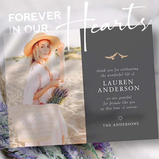 Memorial Funeral Modern Simple Chic Gold Birds Thank You Card (Creator Uploaded)