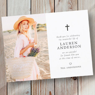 Memorial Funeral Modern Simple Chic Gold Cross Postcard