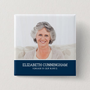 Memorial Funeral Modern Simple Colour Block Photo 15 Cm Square Badge