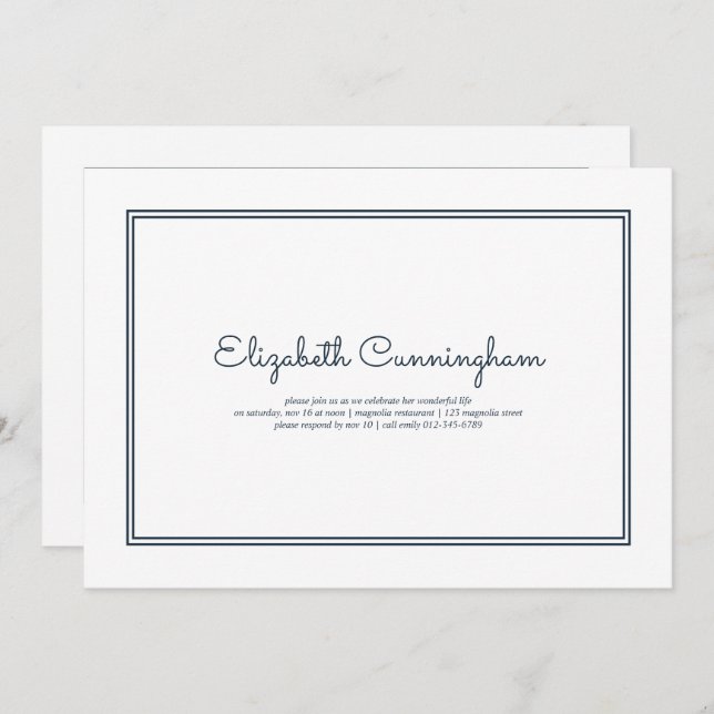 Memorial Funeral Modern Simple Elegant Invitation (Front/Back)