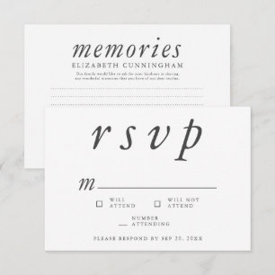 Memorial Funeral Modern Simple Memories Reply RSVP Card