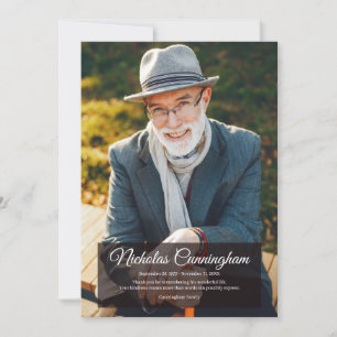 Memorial Funeral Modern Simple Photo Thank You Card