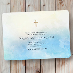 Memorial Funeral Modern Simple Watercolor Thank You Card