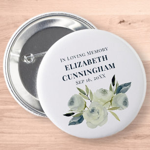 Memorial Funeral Modern Watercolor Floral 6 Cm Round Badge