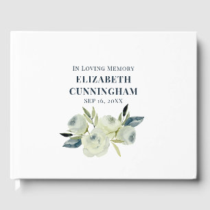 Memorial Funeral Modern Watercolor Floral Guest Book