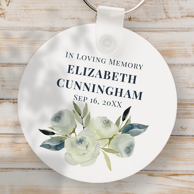 Memorial Funeral Modern Watercolor Floral Key Ring (Creator Uploaded)