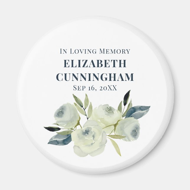 Memorial Funeral Modern Watercolor Floral Magnet (Front)