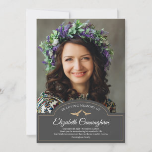 Memorial Funeral Monogram Classic Photo Thank You Card