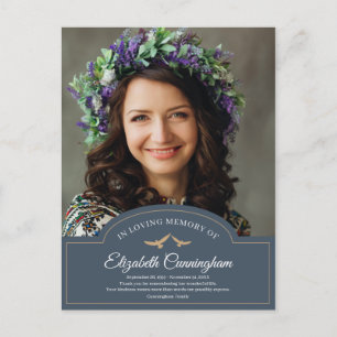 Memorial Funeral Monogram Classic Photo Thank You Postcard