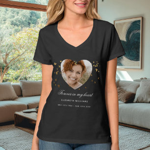 Memorial funeral photo gold heart T-Shirt