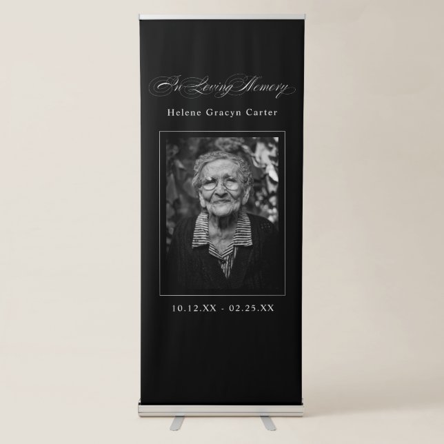 Memorial Funeral Photo In Loving Memory Retractable Banner (Front)