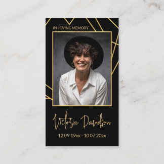 Memorial Funeral Photo Prayer Golden Frame Custom Business Card