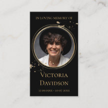 Memorial Funeral Photo Prayer Golden Round Frame