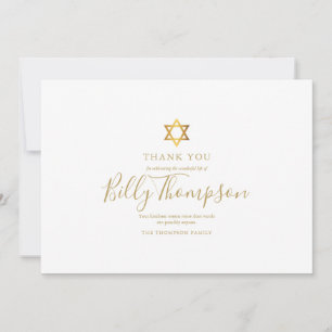 Memorial Funeral PhotoGold Star of David Jewish  Thank You Card