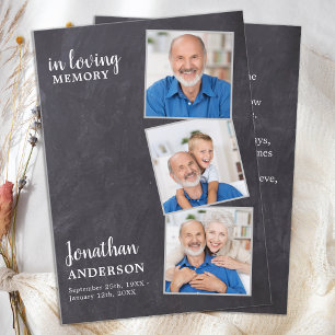 Memorial Funeral Prayer Card 3 Photo Slate 