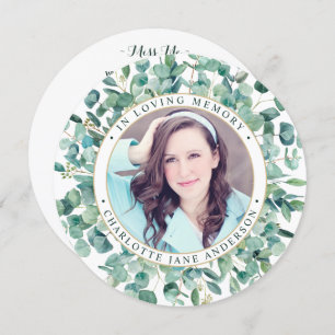 Memorial Funeral Prayer Card Eucalyptus Greenery 