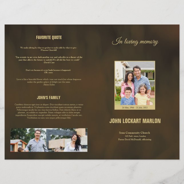 Memorial Funeral Program Template Flyer (Front)