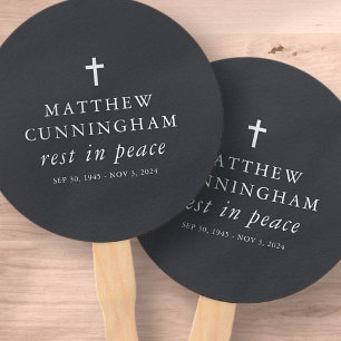 Memorial Funeral Rest In Peace Modern Simple Cross Hand Fan
