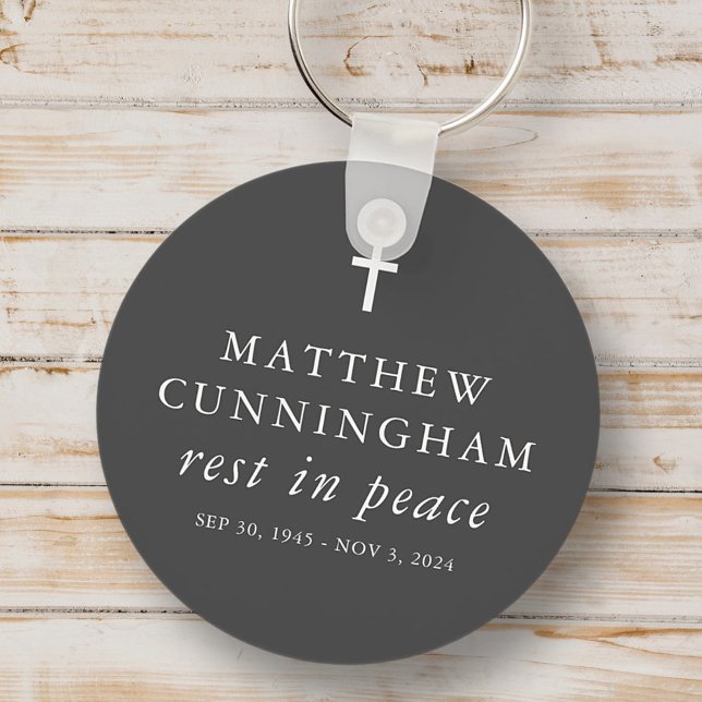 Memorial Funeral Rest In Peace Modern Simple Cross Key Ring (Creator Uploaded)