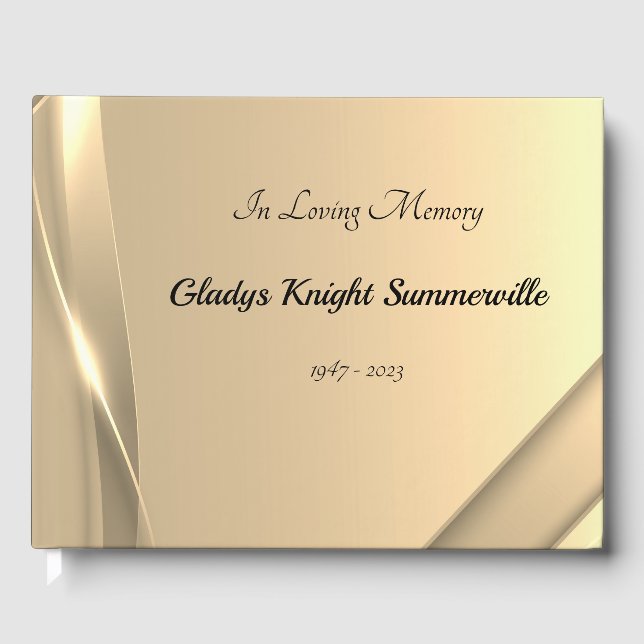 Memorial Funeral Service Guestbook | Golden Glow (Front)