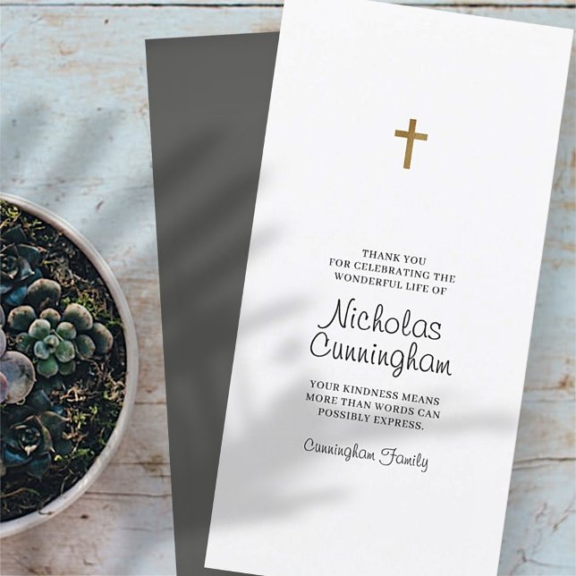 Memorial Funeral Simple and Modern Cross Thank You Card (Creator Uploaded)