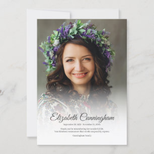 Memorial Funeral Simple Modern Classic Photo Thank You Card