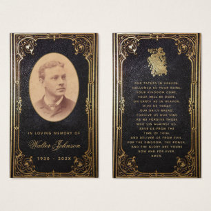 Memorial Funeral Vintage Black Gold Prayer Card